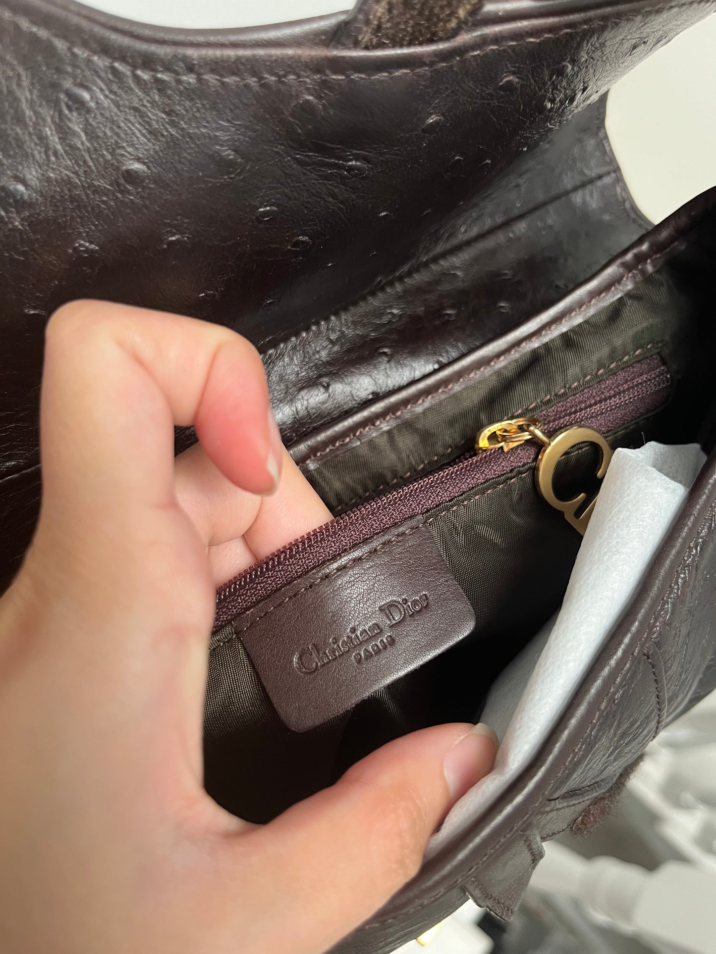 DIOR OSTRICH SADDLE BAG