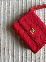 CHANEL HANDBAG IN RED CANVAS FLAP BAG