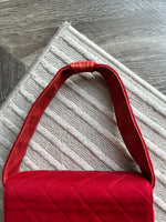 CHANEL HANDBAG IN RED CANVAS FLAP BAG