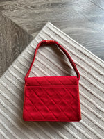CHANEL HANDBAG IN RED CANVAS FLAP BAG