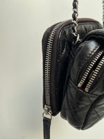 CHANEL BLACK LAMSKIN MINIFLAP WALLET ON A CHAIN