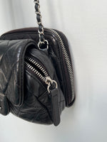 CHANEL BLACK LAMSKIN MINIFLAP WALLET ON A CHAIN