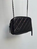 CHANEL BLACK LAMSKIN MINIFLAP WALLET ON A CHAIN