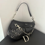 DIOR PUNK HARDCORE BLACK LEATHER SADDLE BAG