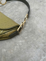 DIOR GREEN OSTRICH SADDLE BAG