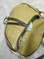 DIOR GREEN OSTRICH SADDLE BAG