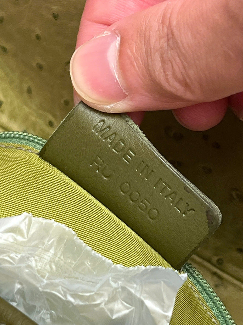DIOR GREEN OSTRICH SADDLE BAG