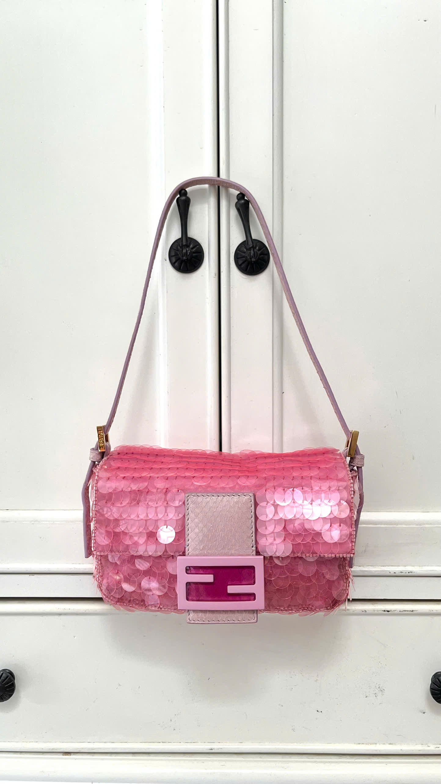 FENDI PINK SEQUINS BAGUETTE