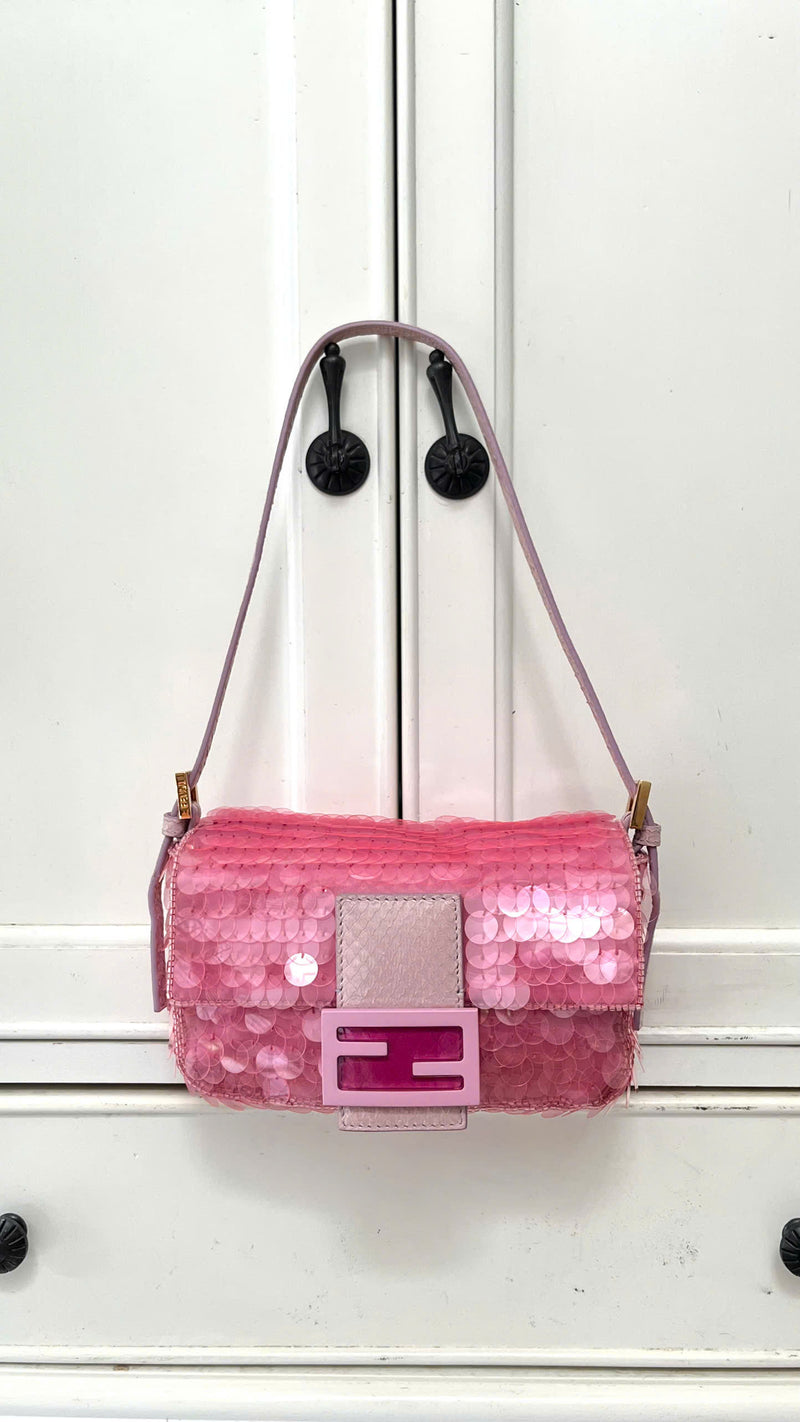 FENDI PINK SEQUINS BAGUETTE