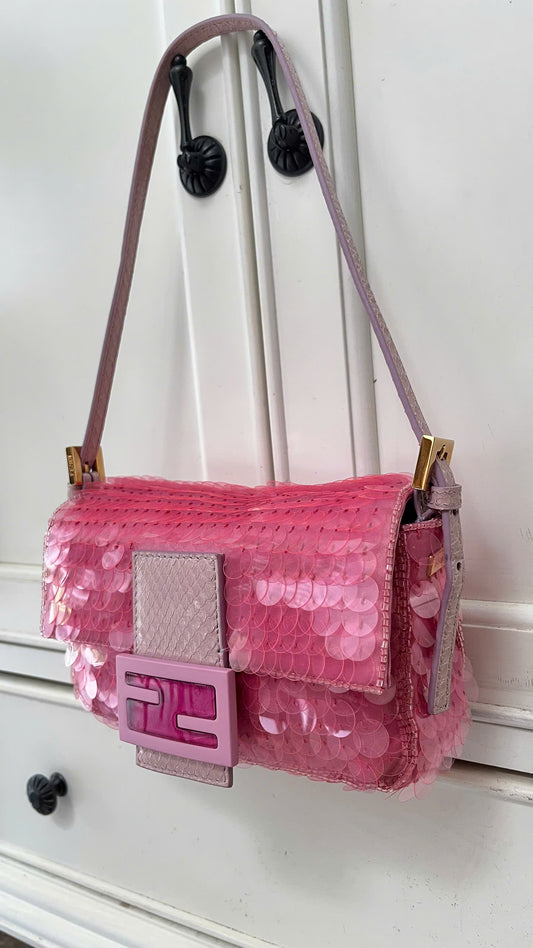 FENDI PINK SEQUINS BAGUETTE