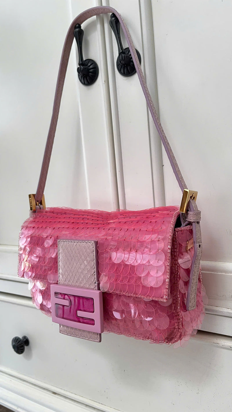 FENDI PINK SEQUINS BAGUETTE