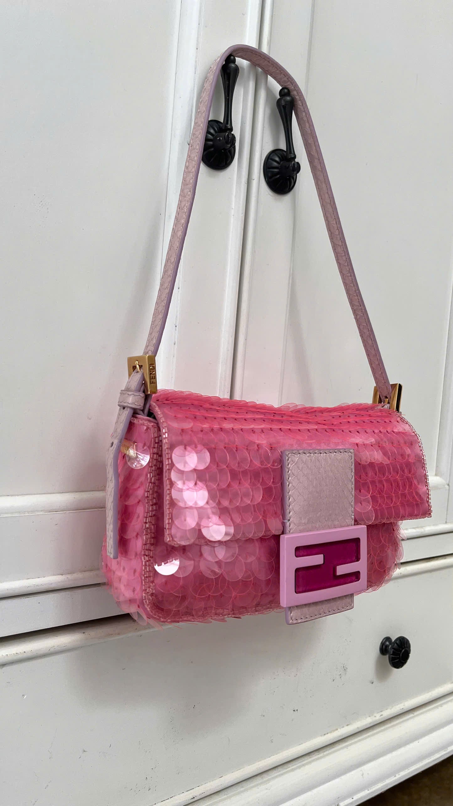 FENDI PINK SEQUINS BAGUETTE