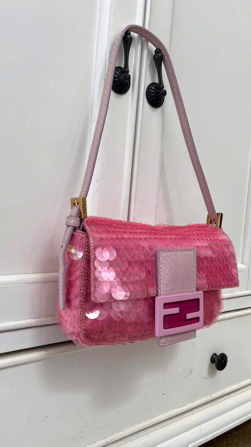 FENDI PINK SEQUINS BAGUETTE