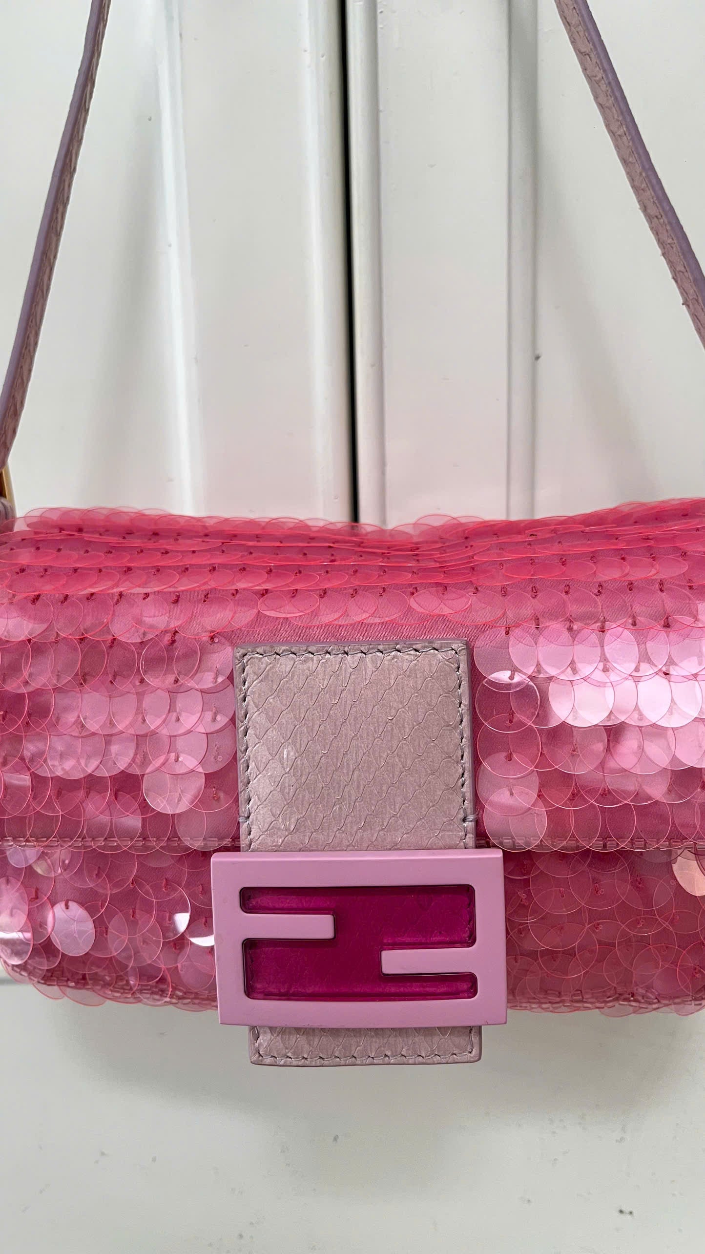 FENDI PINK SEQUINS BAGUETTE