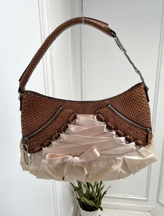 DIOR PINK BALLET CORSET LEATHER BAG