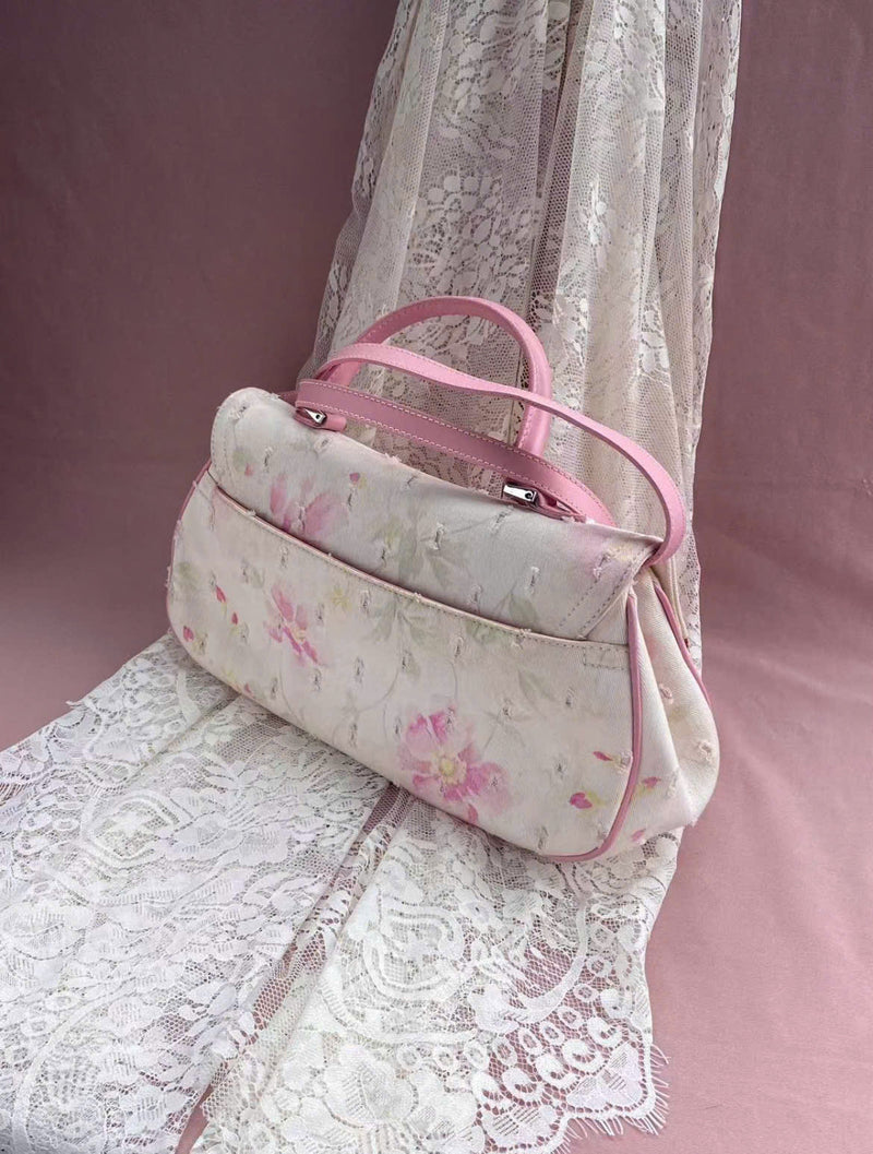 DIOR PINK SAKURA FLORAL DOUBLE SADDLE BAG