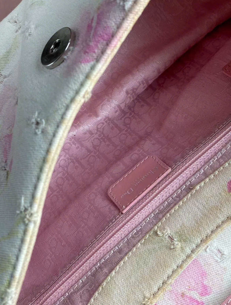 DIOR PINK SAKURA FLORAL DOUBLE SADDLE BAG