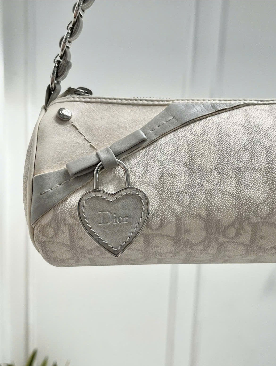 DIOR GREY MONOGRAM GIRLY ROMANTIQUE TROTTER BAG