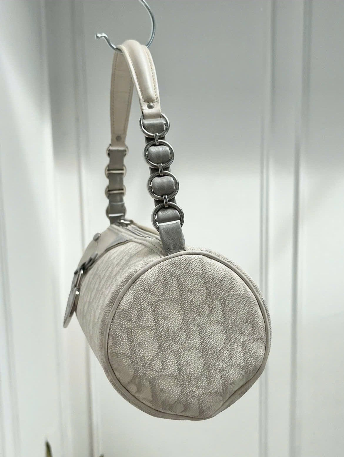 DIOR GREY MONOGRAM GIRLY ROMANTIQUE TROTTER BAG