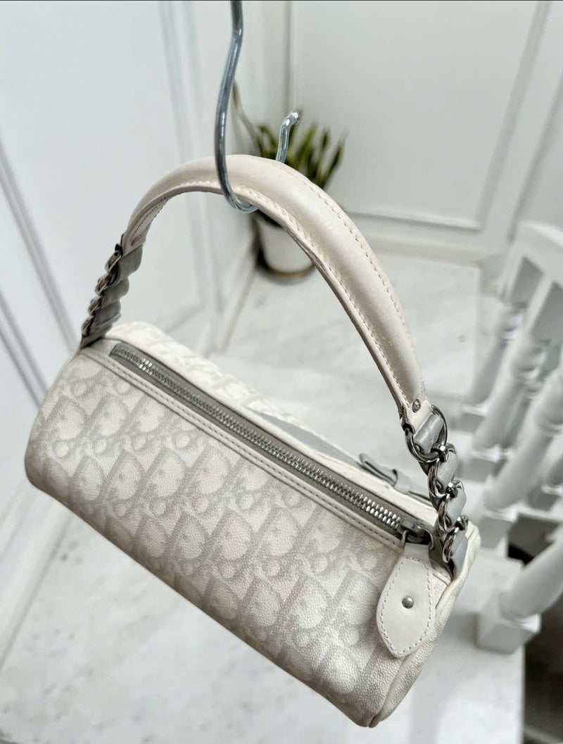 DIOR GREY MONOGRAM GIRLY ROMANTIQUE TROTTER BAG