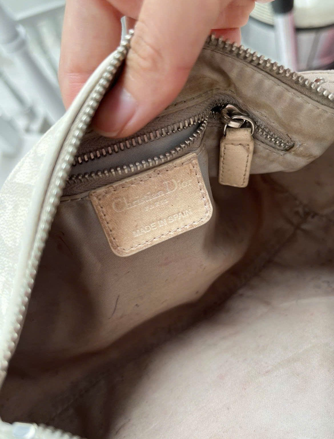 DIOR GREY MONOGRAM GIRLY ROMANTIQUE TROTTER BAG