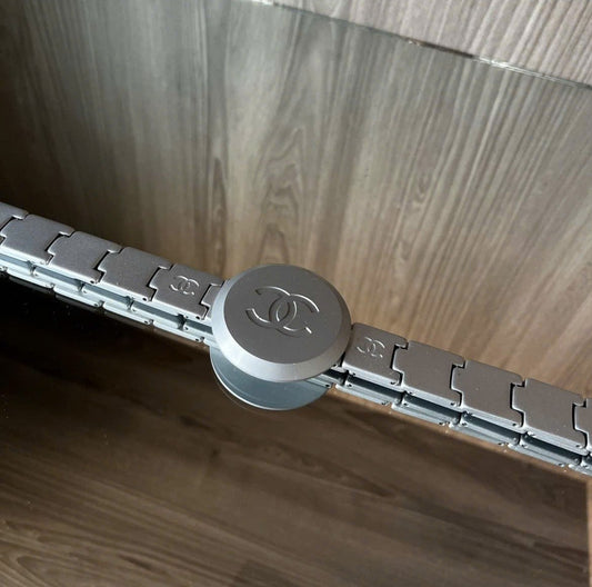 CHANEL BELT COCO MARK SILVER METAL 2005 RUNWAY