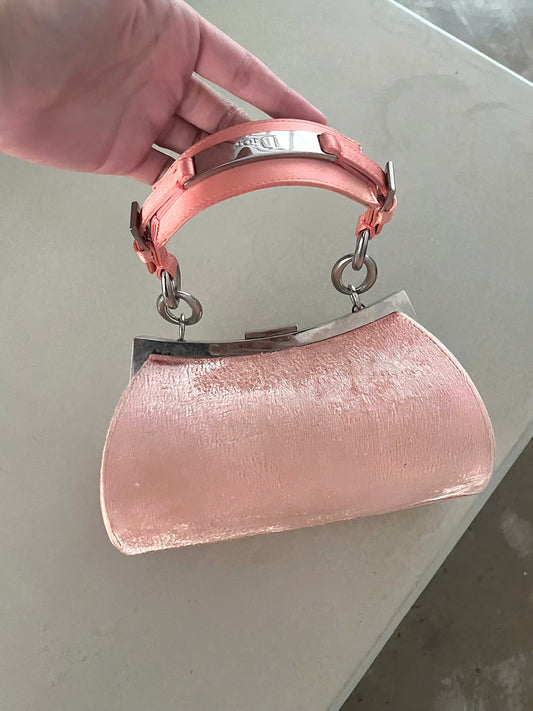 DIOR PONY HAIR WITH LOGO IN PINK VELVET BAG