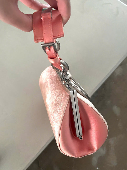 DIOR PONY HAIR WITH LOGO IN PINK VELVET BAG