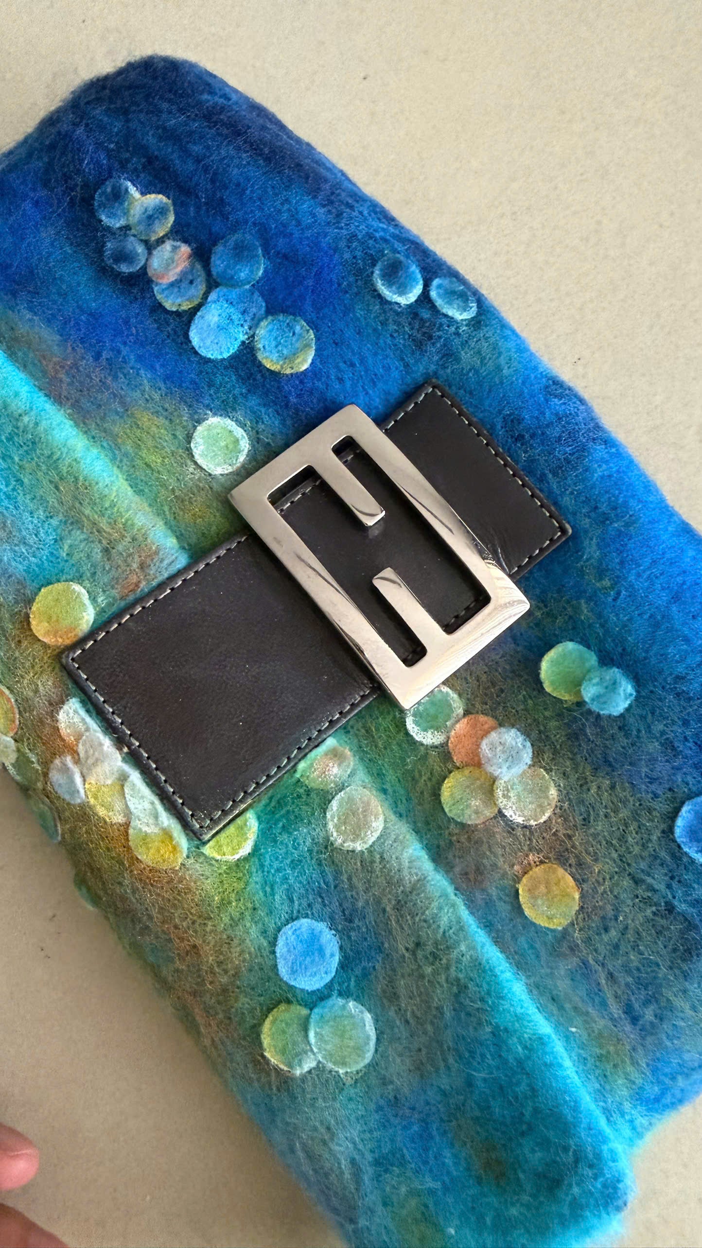 FENDI WOOL FELT CRAFTED BAGUETTE