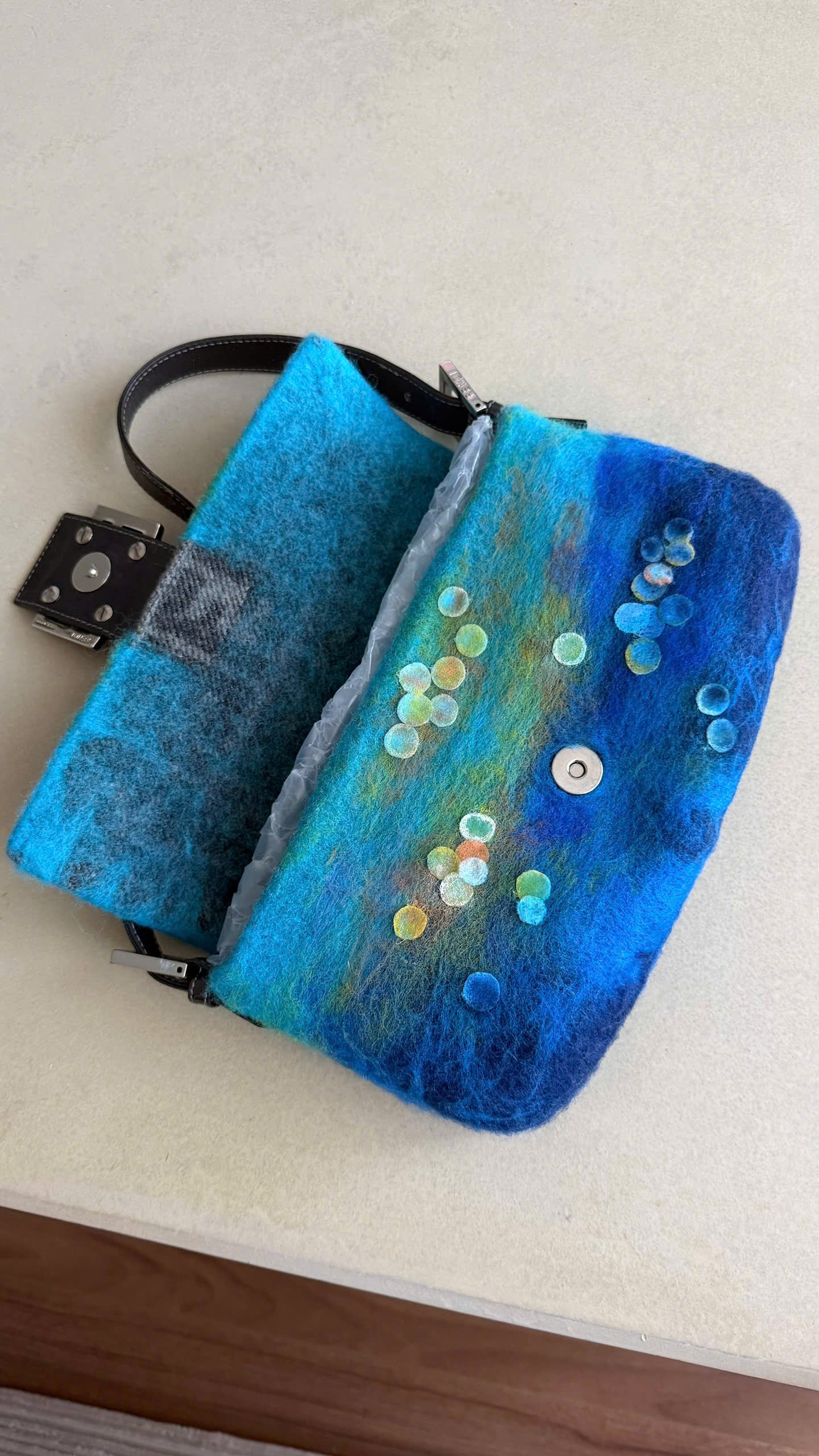 FENDI WOOL FELT CRAFTED BAGUETTE