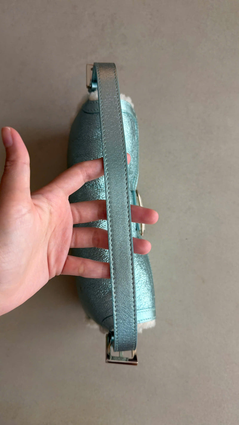 FENDI BLUE METALLIC BAGUETTE BAG