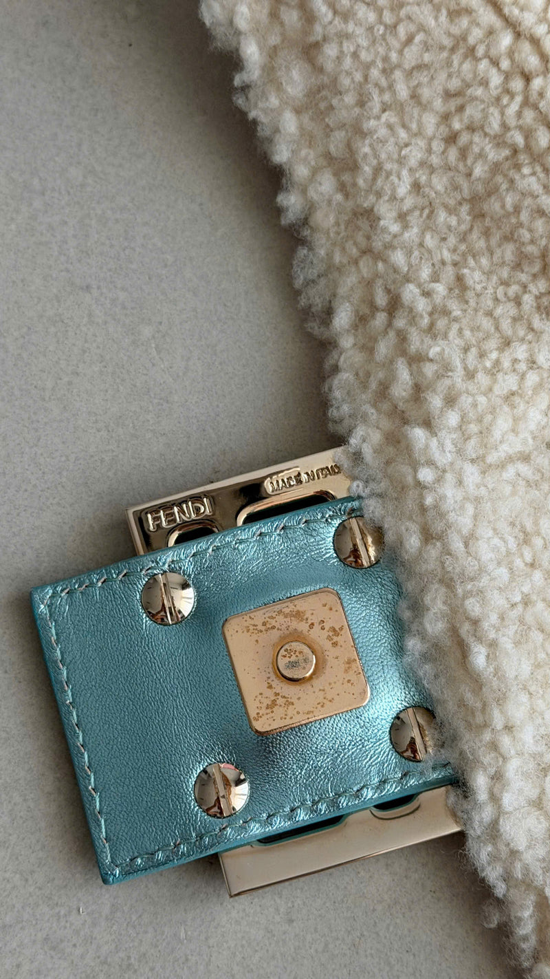 FENDI BLUE METALLIC BAGUETTE BAG