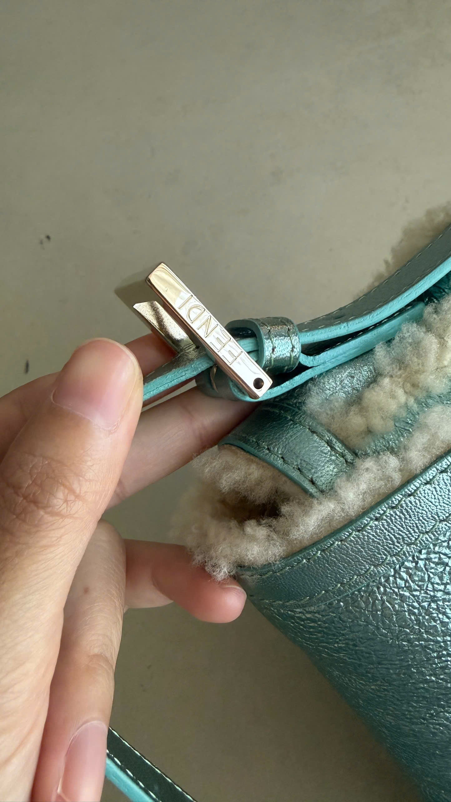 FENDI BLUE METALLIC BAGUETTE BAG