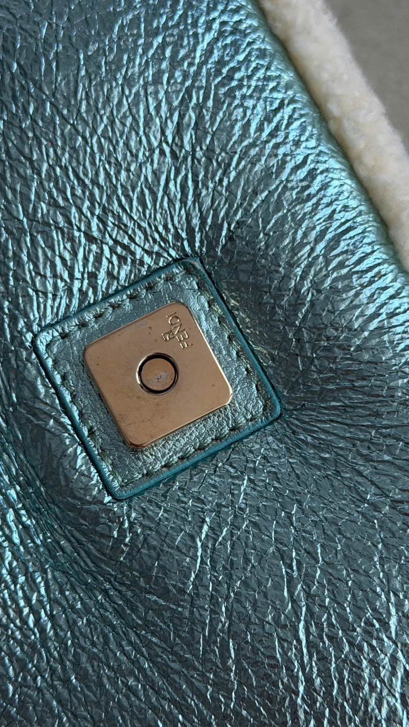 FENDI BLUE METALLIC BAGUETTE BAG