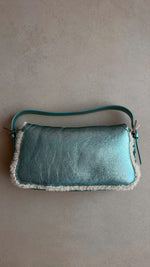 FENDI BLUE METALLIC BAGUETTE BAG