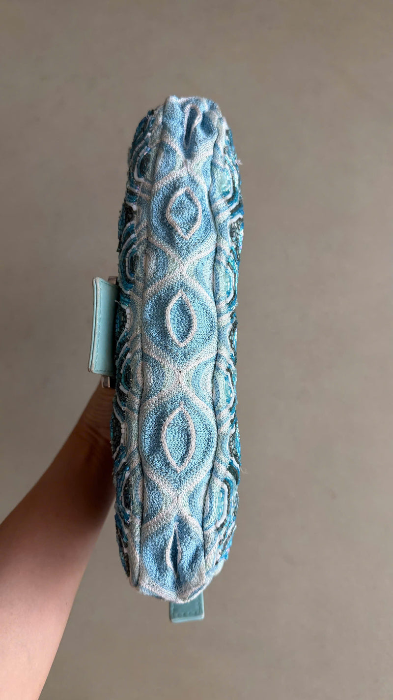 FENDI LIGHT BLUE BEADED BAGUETTE BAG