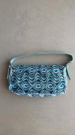 FENDI LIGHT BLUE BEADED BAGUETTE BAG